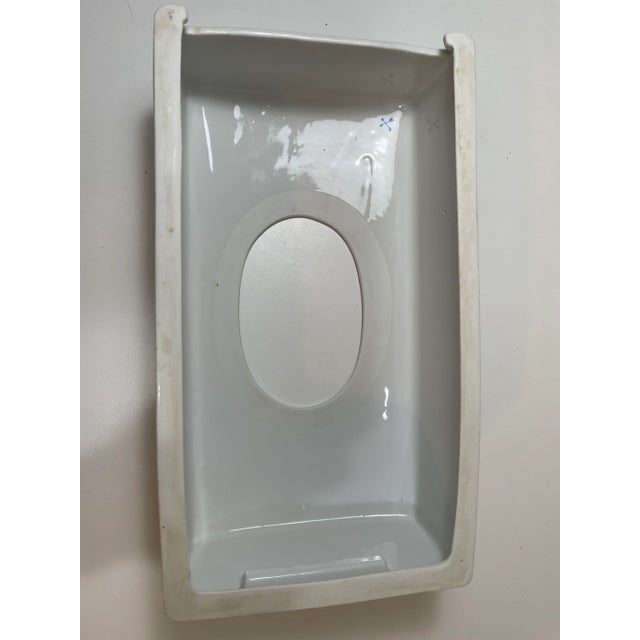 White Vintage German Hand-Painted Porcelain Tissue Box Cover With Floral Decoration & Gold Trim For Sale - Image 8 of 11