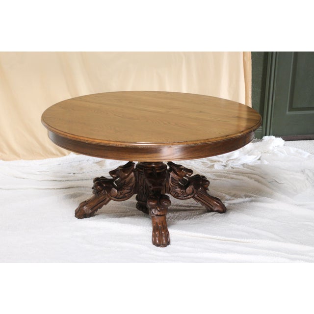 Wood Early 19th Century Oak Coffee Table With Gargoyles For Sale - Image 7 of 17