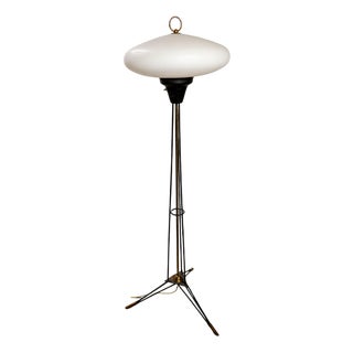 Mid-Century Floor Lamp in Opal Glass, 1950s For Sale