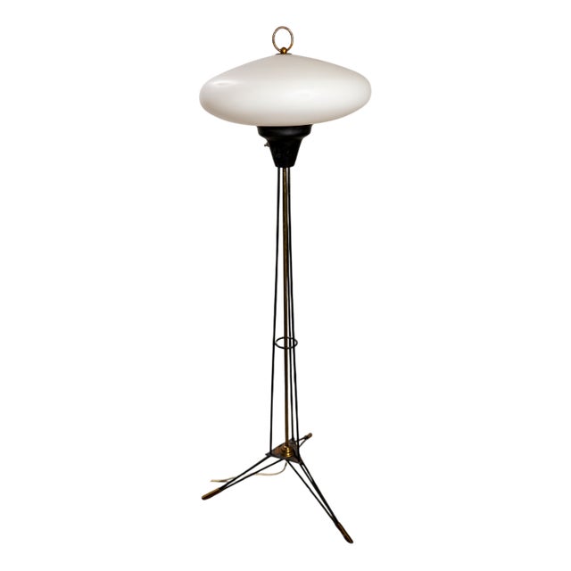 Mid-Century Floor Lamp in Opal Glass, 1950s For Sale