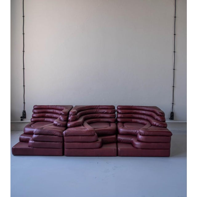 Terrazza Landscapes in Burgundy Leather by Ubald Klug for de Sede, 1970s, Set of 4 For Sale - Image 18 of 18