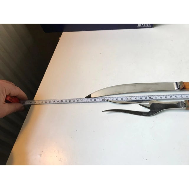 Wood Vintage Bamboo Roast Serving Set by Kay Bojesen for Usc, 1950s, Set of 2 For Sale - Image 7 of 9