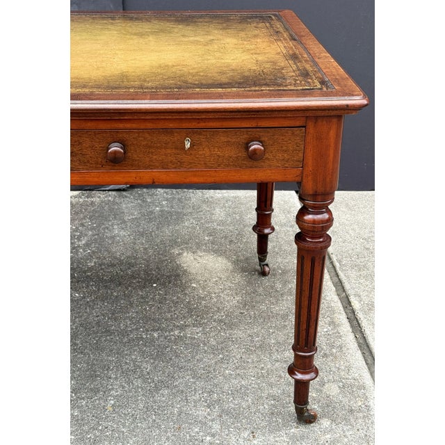 Edwardian Writing Table or Desk of Mahogany With Leather Top From England For Sale - Image 10 of 12