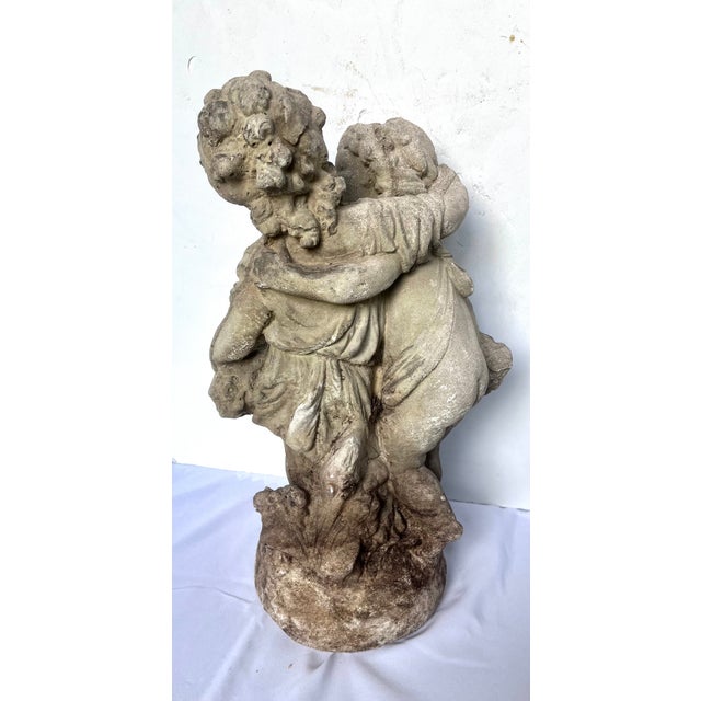Mid 20th Century Vintage Mid-Century Neoclassical Weathered Concrete 18" Cherub Fountain Sculpture For Sale - Image 5 of 16