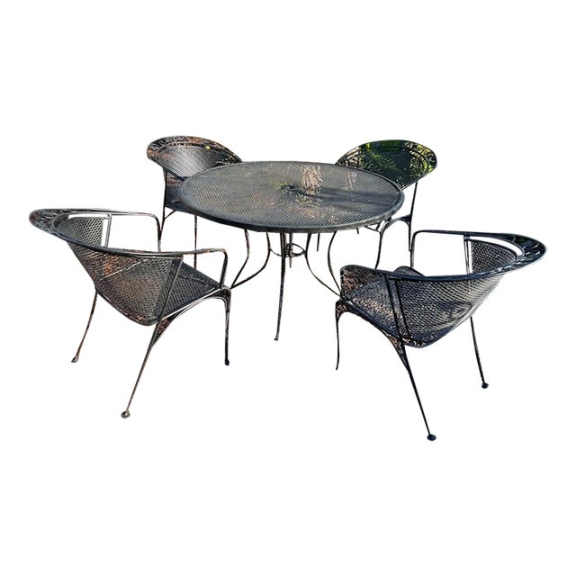 Vintage Patio Set by Russell Woodard, Table and 4 Barrel Armchairs 5