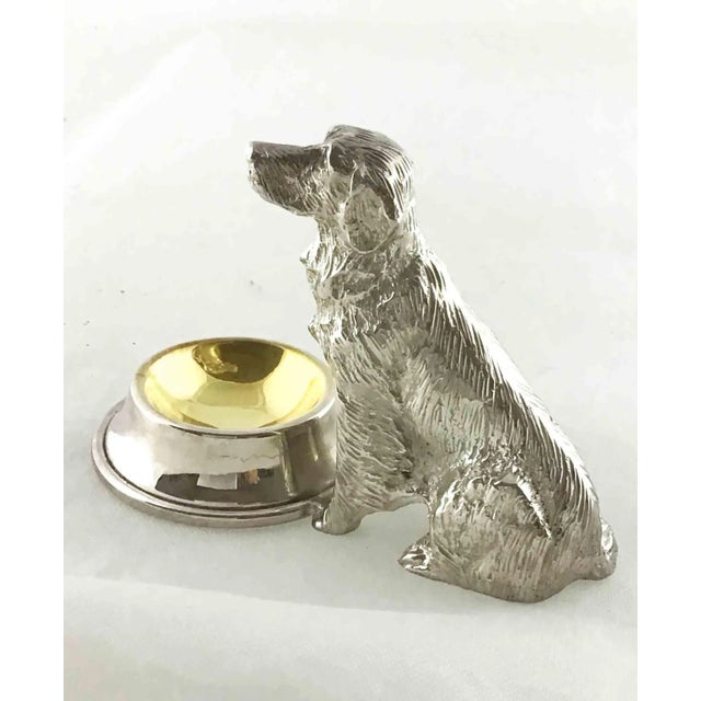 Figurative 2000s Metal Retriever Dog With Dish Gilded Open Salt For Sale - Image 3 of 8