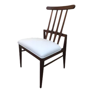 Foster McDavid Midcentury Modern Danish Teak Wood Chair Modernistic White Leather Side