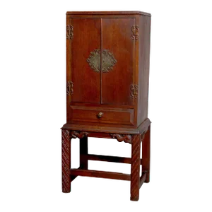 Arts & Crafts Style Carved Oak Cellaret with Figural Cast Phoenix Hardware C1910