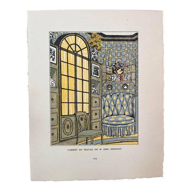 Cabinet De Travail Print, Gazette Du Bon Ton, 1914 For Sale