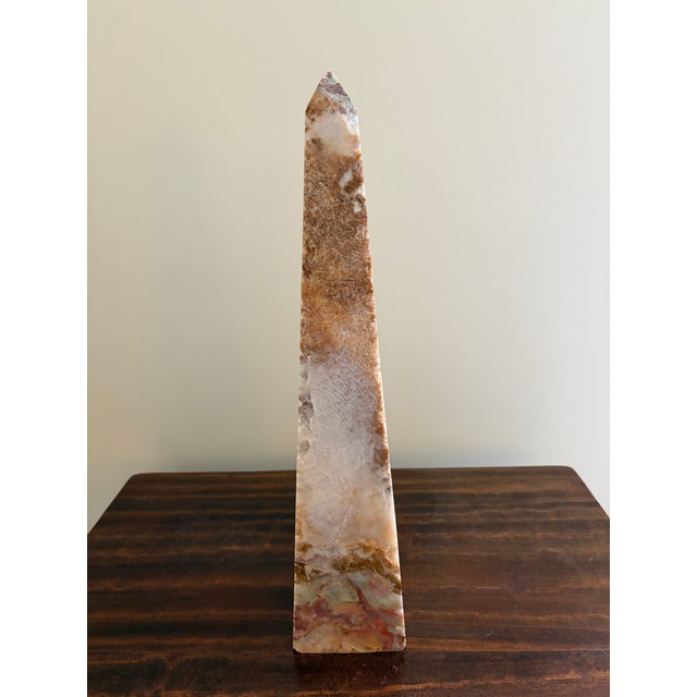 Brown Neoclassical Solid Marble Green and Brown Obelisk For Sale - Image 8 of 13