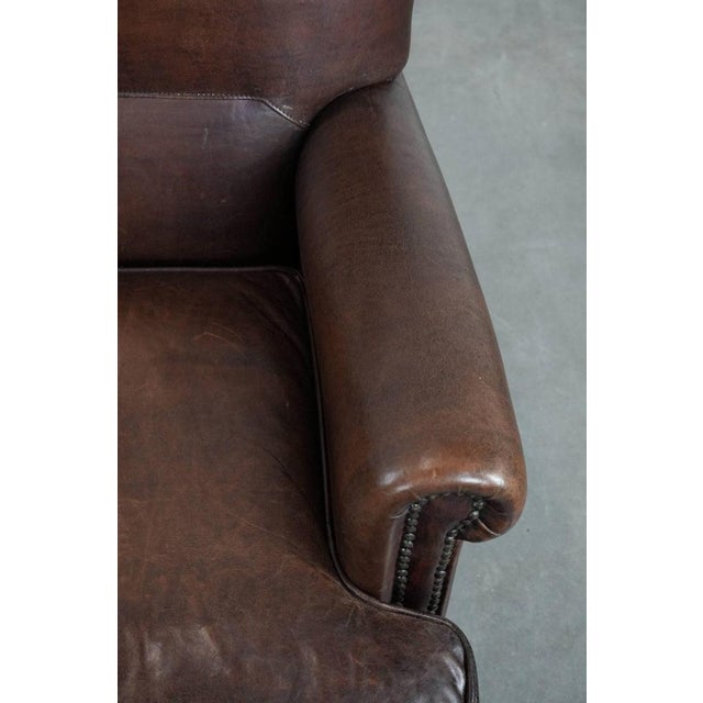 Brown Club Chair in Sheepskin Leather For Sale - Image 8 of 15