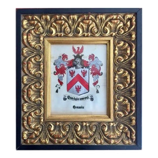 Antique Crest Painting, Coat of Arms Francis, Hand Painted Family Crest For Sale