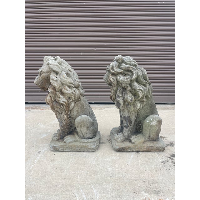 Pair of 19th-Century Lion Sculptures - The Plantation Guardians: For Sale - Image 4 of 9