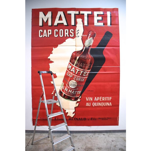 Large Mattei Cap Corse Advertising Poster by Rene Bougros, 1950s For Sale - Image 14 of 18