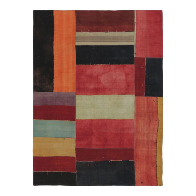 Vintage Turkish Patchwork Rug With Multicolor Geometric Design - Rug & Kilim For Sale