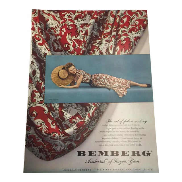 1948 Bemberg Rayon Yarn Ad Print For Sale