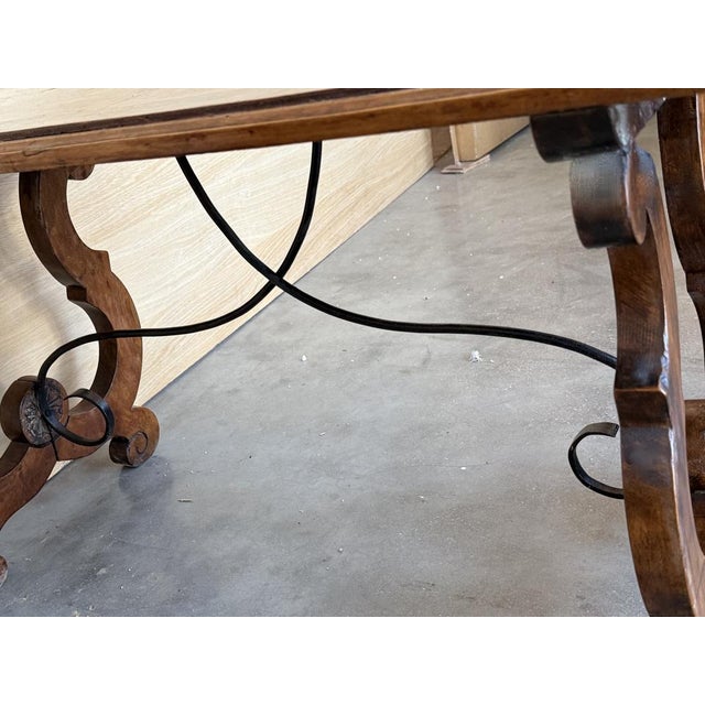 Spanish Rectangular Coffee Table with Lyre Legs and Marquetry Top, 1910 For Sale - Image 11 of 12