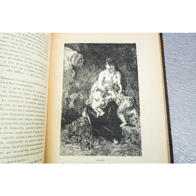 Black Unusual Paris France Presention Antique Leather Art Book Eugène Delacroix French Illustration Engraving For Sale - Image 8 of 13