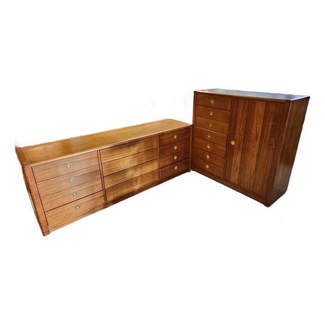 1960s D-Scan Dresser Set. 12 Drawer LowBoy and Gentlemans Dresser Set, 2 Pieces For Sale