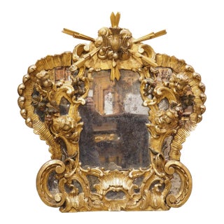 A Baroque Period Giltwood Altar Mirror From Dijon, France, Late 17th Century For Sale