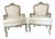 A Pair of Mid 18th Century Louis XV-style Upholstered Bergere Armchairs With Rococo Influence For Sale