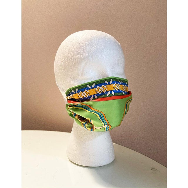 Textile Hermes Belles du Mexique Silk Scarf Face Mask For Sale - Image 7 of 8