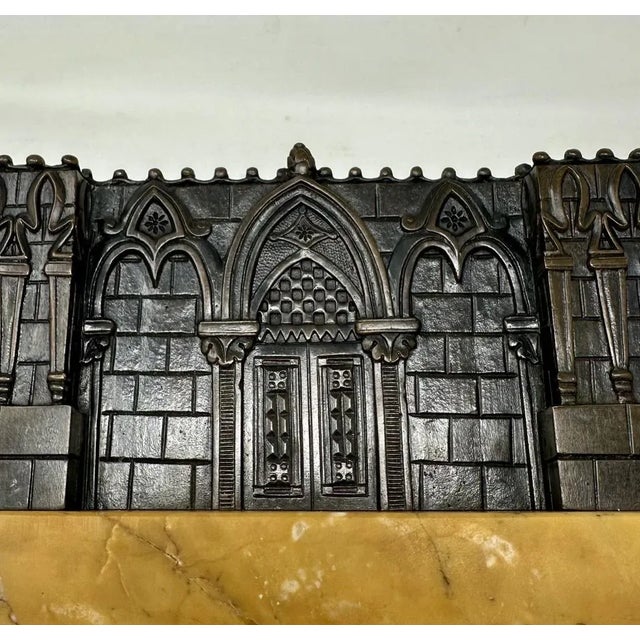 Stone Antique Grand Tour French Bronze Desk Set Inkstand Church Cathedral Siena Marble For Sale - Image 7 of 11