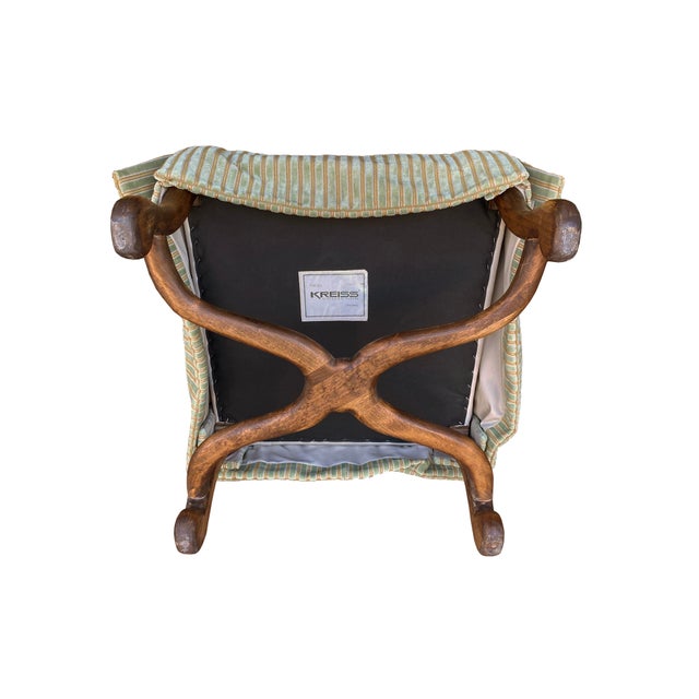 Traditional Late 20th Century Velvet Striped Kreiss Ottoman For Sale - Image 3 of 10