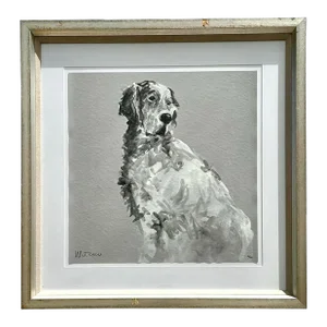 Vintage Boho Original Abstract Watercolor of Dog on Paper