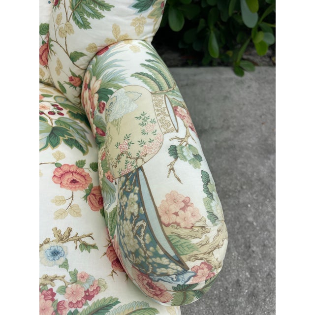 Vintage Hickory Chair Tufted Lounge Chair on Casters in Botanical Print For Sale - Image 11 of 17