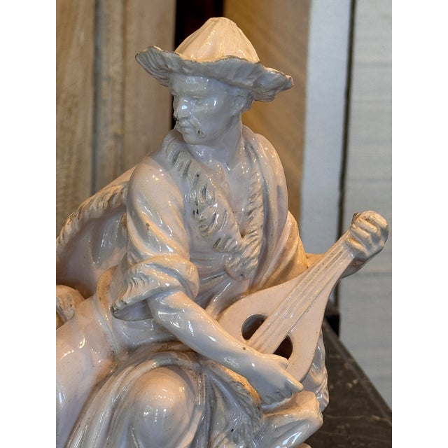 Traditional 1920s Blanc De Chine White Glazed Seated Musician Figure For Sale - Image 3 of 8