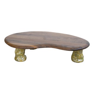 Walnut and Glazed Ceramic Coffee Table by Alexander Knysch For Sale