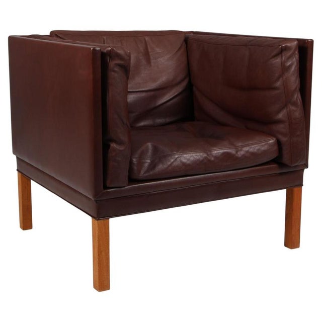 Brown Lounge Chair attributed to Illum Wikkelsoe Holger Christensen, 1960s For Sale - Image 8 of 8