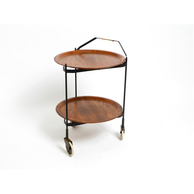 Mid-Century Modern Mid-Century Modern Folding Serving Trolley with Removable Teak Pagwood Trays, 1950s For Sale - Image 3 of 18