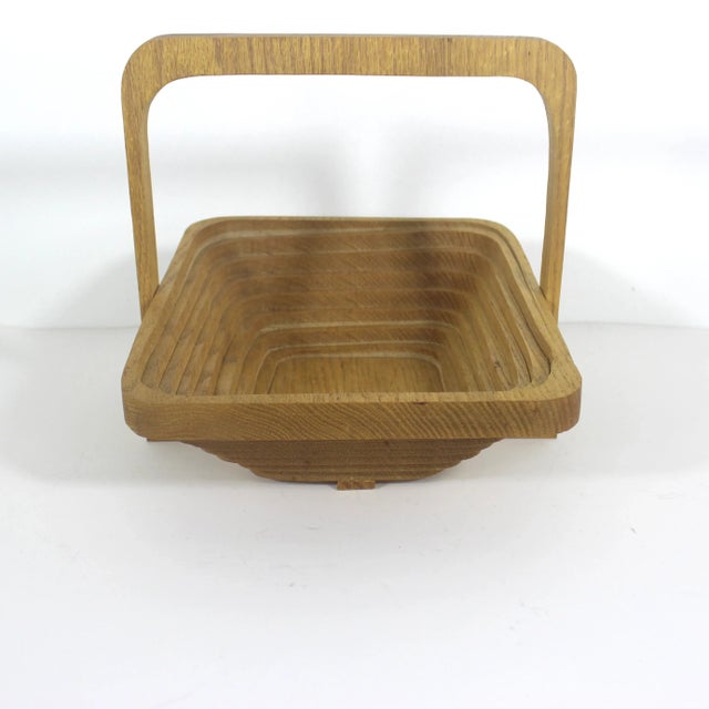 Vintage Wood Collapsible Basket Bowl For Sale - Image 6 of 9