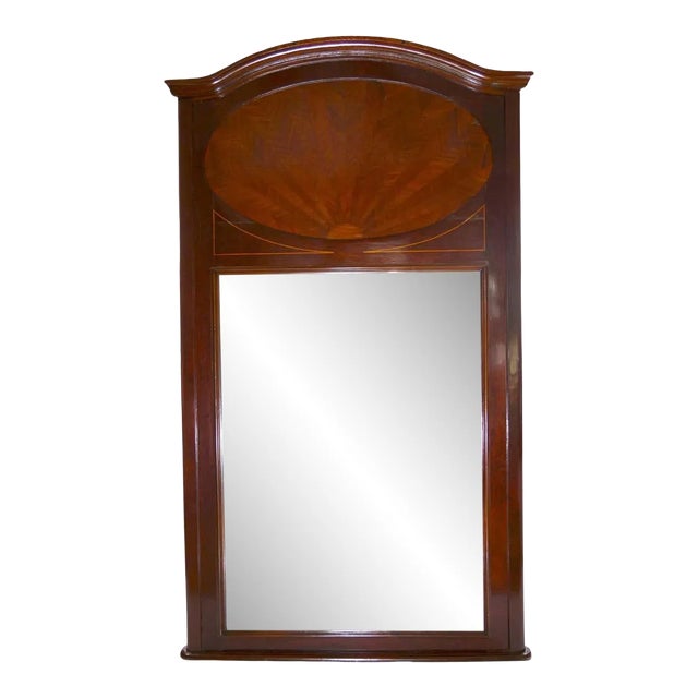 19th Century Mahogany Wood Frame Trumeau Mirror For Sale