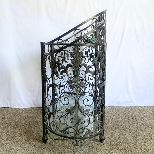 1990s Vintage Wrought Iron Oval Two Tier Glass Top Console Table by Maitland Smith For Sale - Image 5 of 11