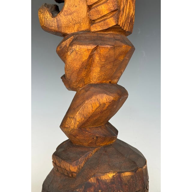 Brown Carved Monkey Pod Wood Akua Tiki Totem Sculpture For Sale - Image 8 of 12