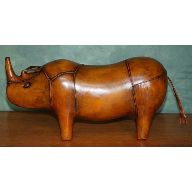 Omersa Brown Leather Rhinoceros Ottoman in the style of Liberty London For Sale - Image 11 of 13