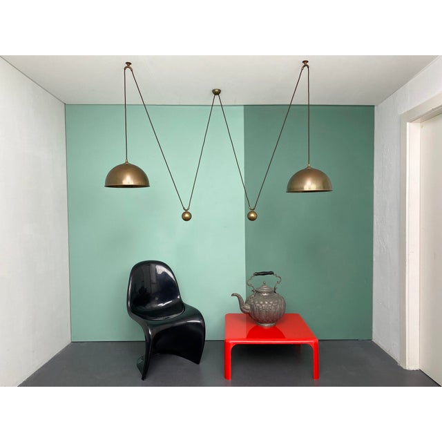Posa Double Pendulum Ceiling Lamp in Brass by Florian Schulz, Deutschland, 1960s For Sale - Image 4 of 8