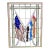 Large Vintage Stained Cathedral Glass Window Ft. Crossed Staff American Flag For Sale