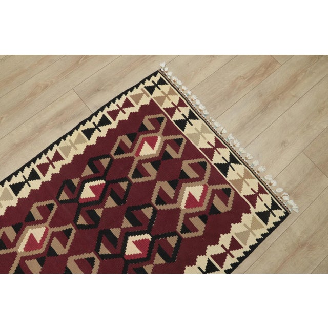 1960s Traditional Burgundy Wool Rug For Sale - Image 10 of 13