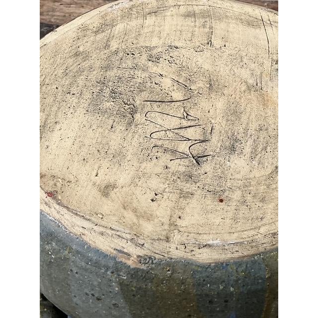 Blue Vintage Aboriginal Studio Pottery Drip Glaze Lidded Bowl For Sale - Image 8 of 12