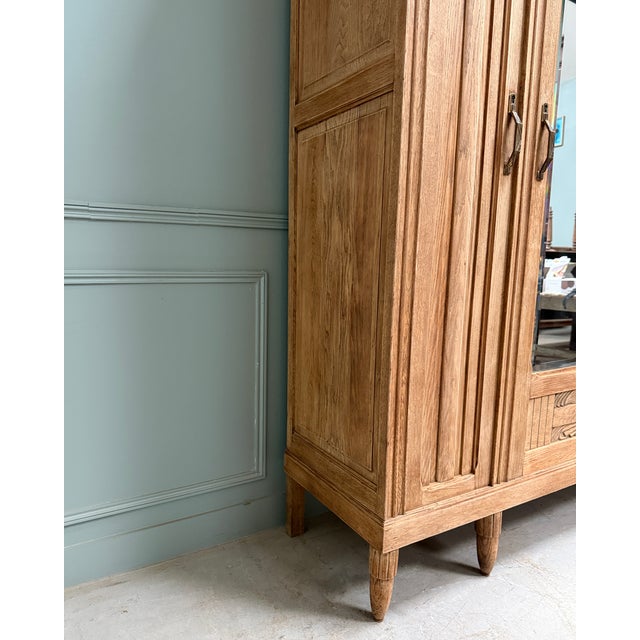 Art Deco Three-Door Oak Wardrobe, 1930s For Sale - Image 3 of 12