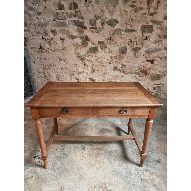 Brown Antique French Oak Table or Desk, 1930s For Sale - Image 8 of 15