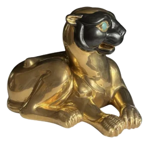 1970’s Gold Ceramic Lounging Leopard