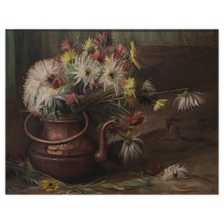 Aurèle Barraud, Bouquet et pot en cuivre, Oil on Canvas, Framed For Sale