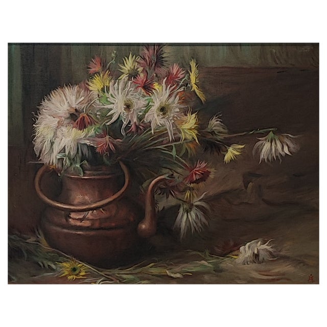 Aurèle Barraud, Bouquet et pot en cuivre, Oil on Canvas, Framed For Sale