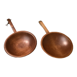 Vintage Munising Wood Salad Bowls With Handles- Set of 2