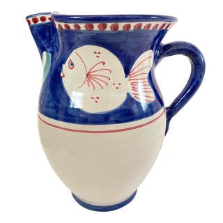 Solimene Vietri Ceramic Fish Pitcher For Sale